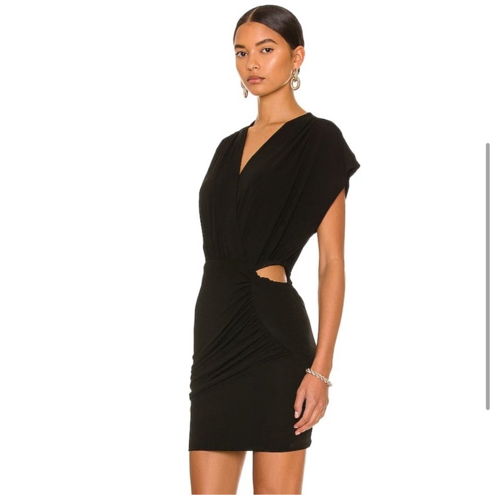 NWT IRO Zera Cut-Out Ruches Mini Dress in Black FR34 / US2 - Picture 3 of 9